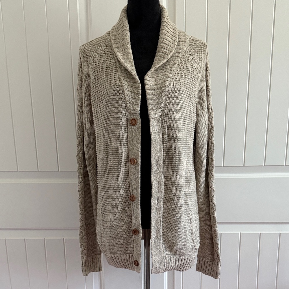 7 Diamonds Light Brown Shawl Collar Cardigan for men